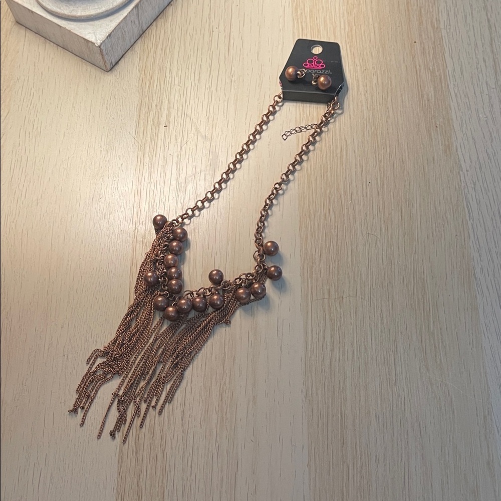 Paparazzi Copper Beaded Fringe Necklace